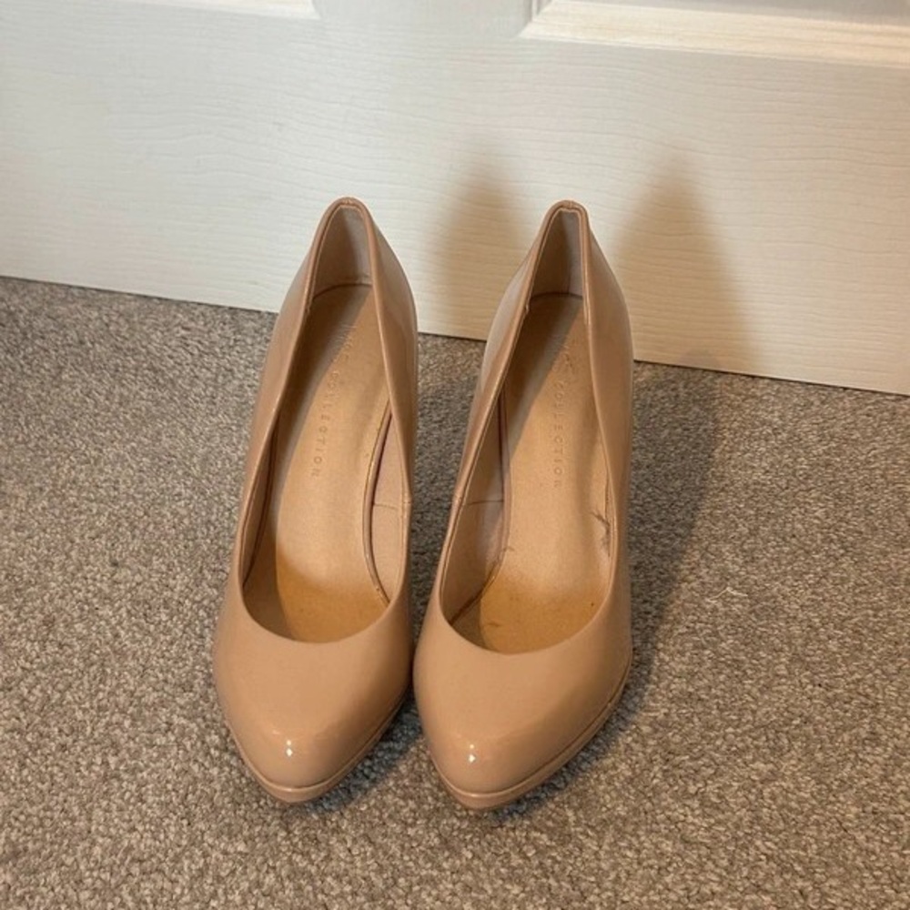 Patent Nude Platform Pumps - Women's High Heels